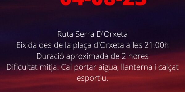 Ruta senderista. Camí Serra d’Orxeta.