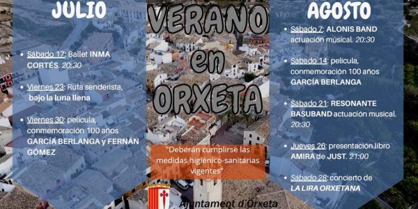 Programación de Verano. Julio-Agosto 2021.